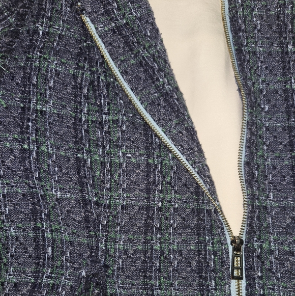 Sail to Sable Multi-Color Tweed Blazer // Preppy Fringe Zip Jacket XL - Picture 7 of 9